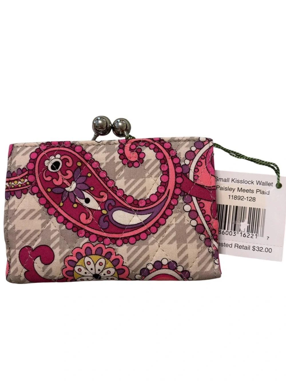 LOW START Vera Bradley “Paisley Meets Plaid” tri-fold wallet NWT - Picture 2 of 5
